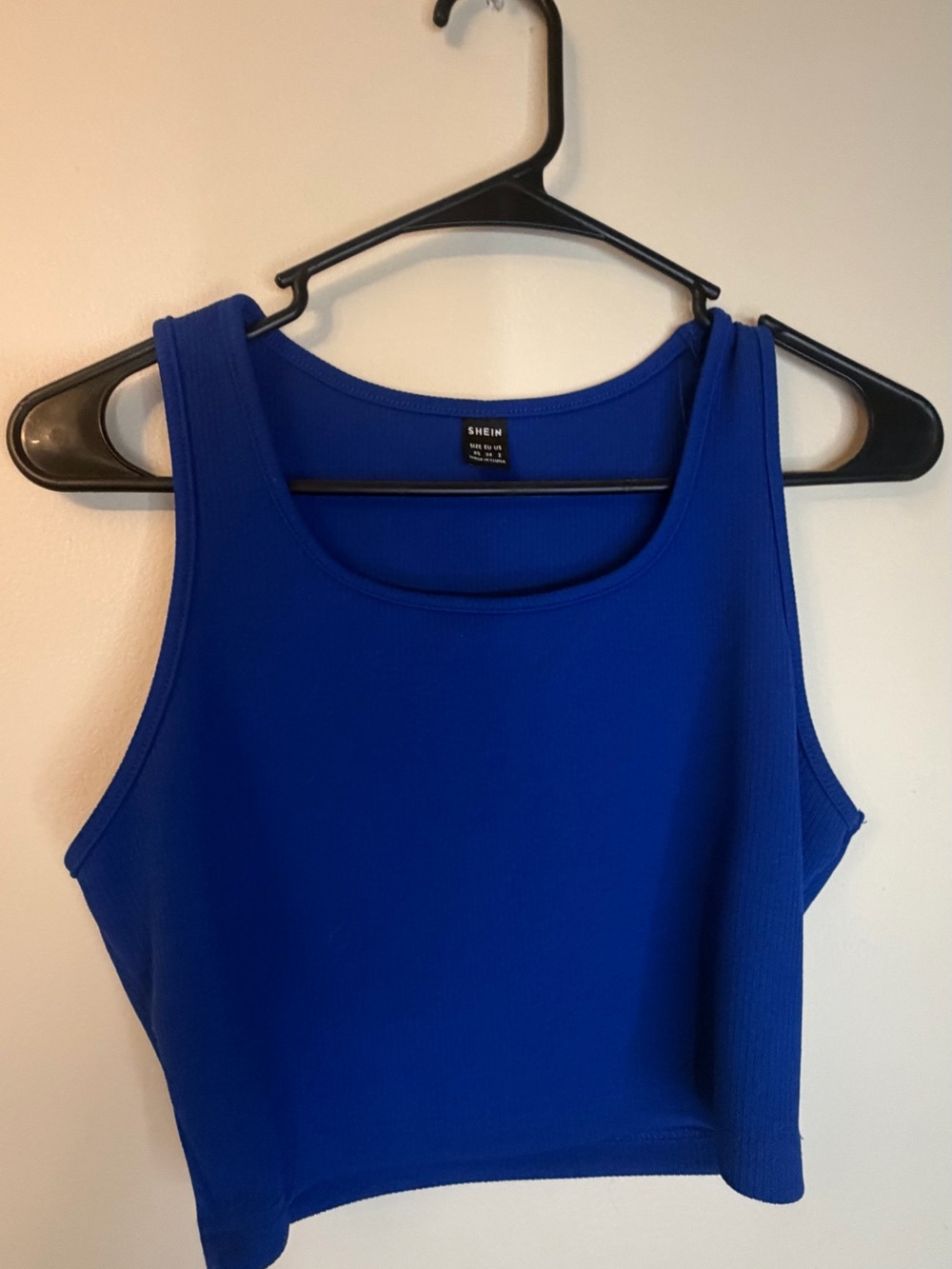 SHEIN Cobalt Blue Ribbed Crop Tank